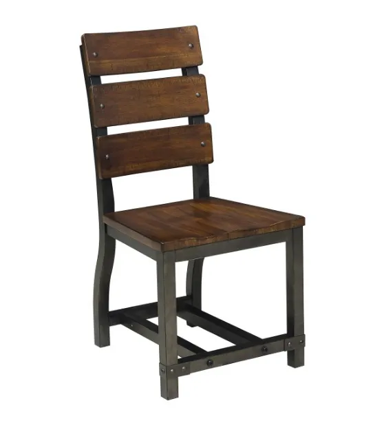 NEW Homelegance Holverson Traditional Height Acacia Wood Chairs set of 2, Rustic Brown - Made in Vietnam, RETAILS $350  FOR SET OF 2 CHAIRS