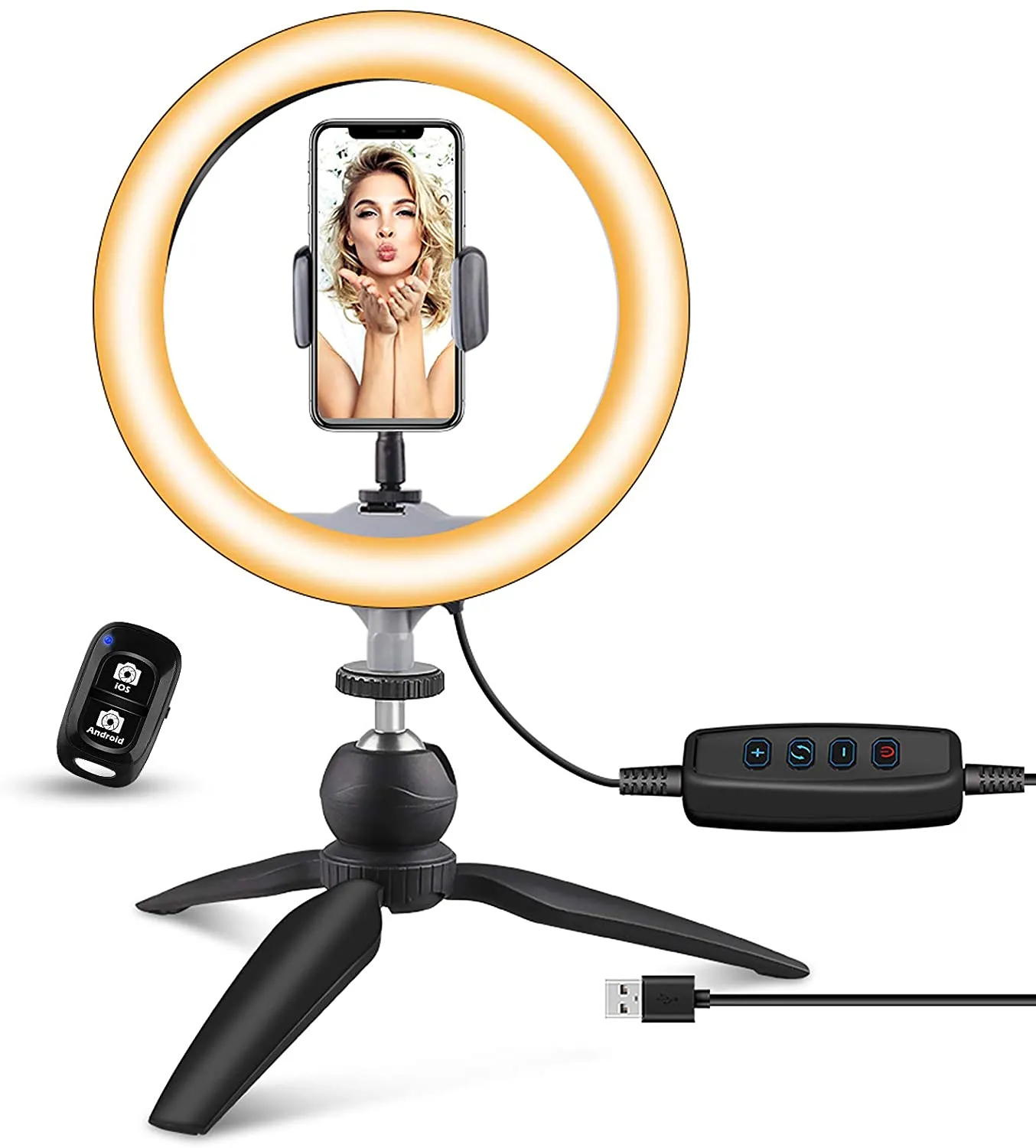 New in box! 10" LED Ring Light with Tripod Stand & Phone Holder, UBeesize Dimmable Desk Makeup Ring Light, Perfect for Live Streaming & YouTube Video, Photography, 3 Light Modes and 11 Brightness Levels