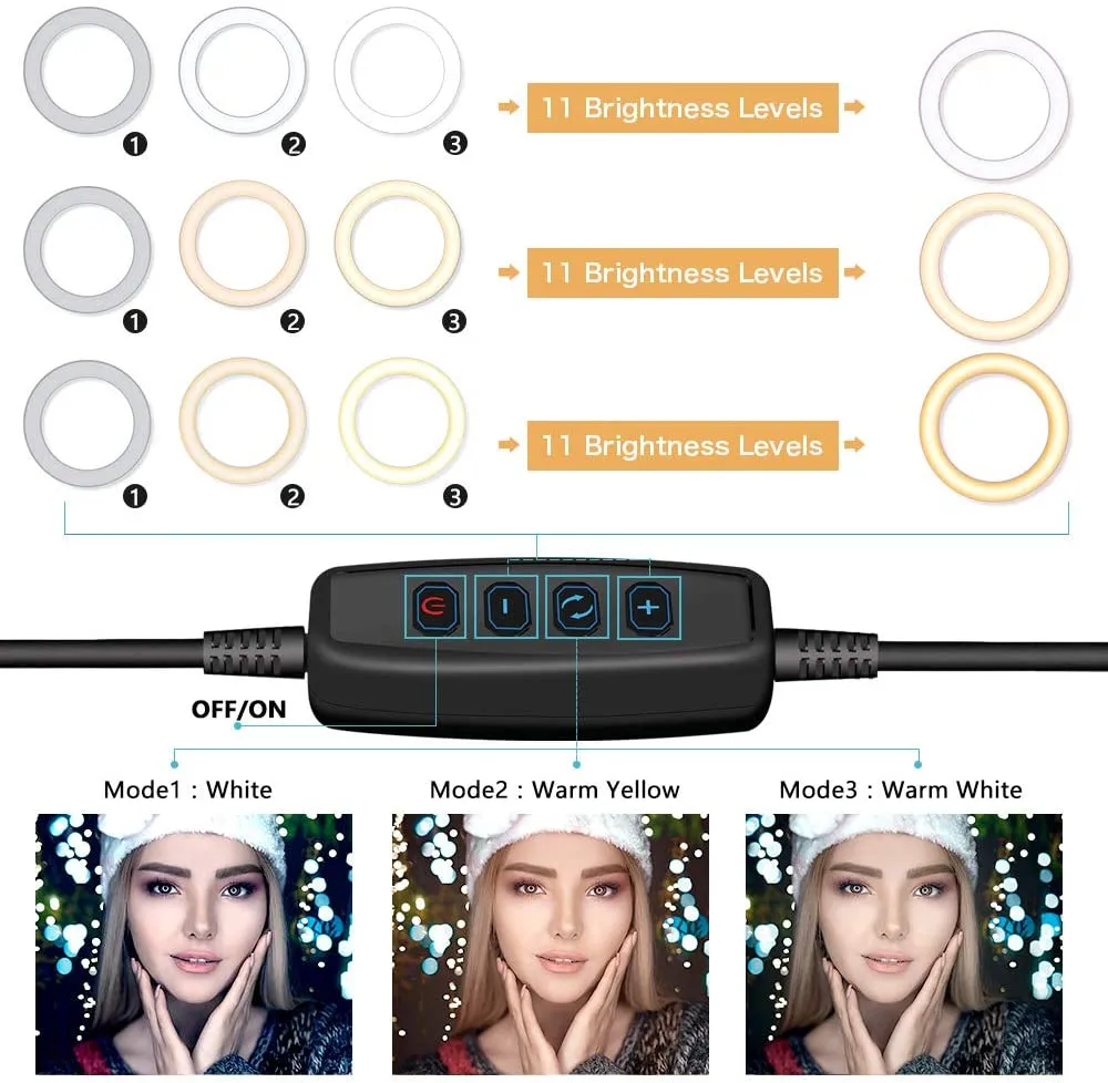 New in box! 10" LED Ring Light with Tripod Stand & Phone Holder, UBeesize Dimmable Desk Makeup Ring Light, Perfect for Live Streaming & YouTube Video, Photography, 3 Light Modes and 11 Brightness Levels