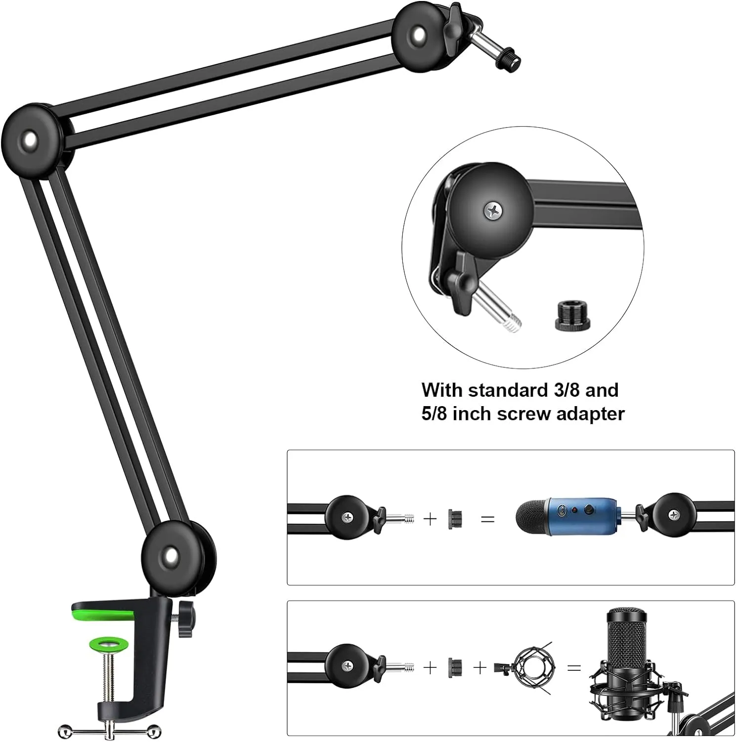 New in box! Aokeo Microphone Stand Desk Adjustable Heavy Table Mic Stand Arm Boom for Blue Yeti, Professional Streaming, Voice-Over, Recording, Games, Discord