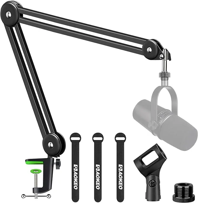 New in box! Aokeo Microphone Stand Desk Adjustable Heavy Table Mic Stand Arm Boom for Blue Yeti, Professional Streaming, Voice-Over, Recording, Games, Discord