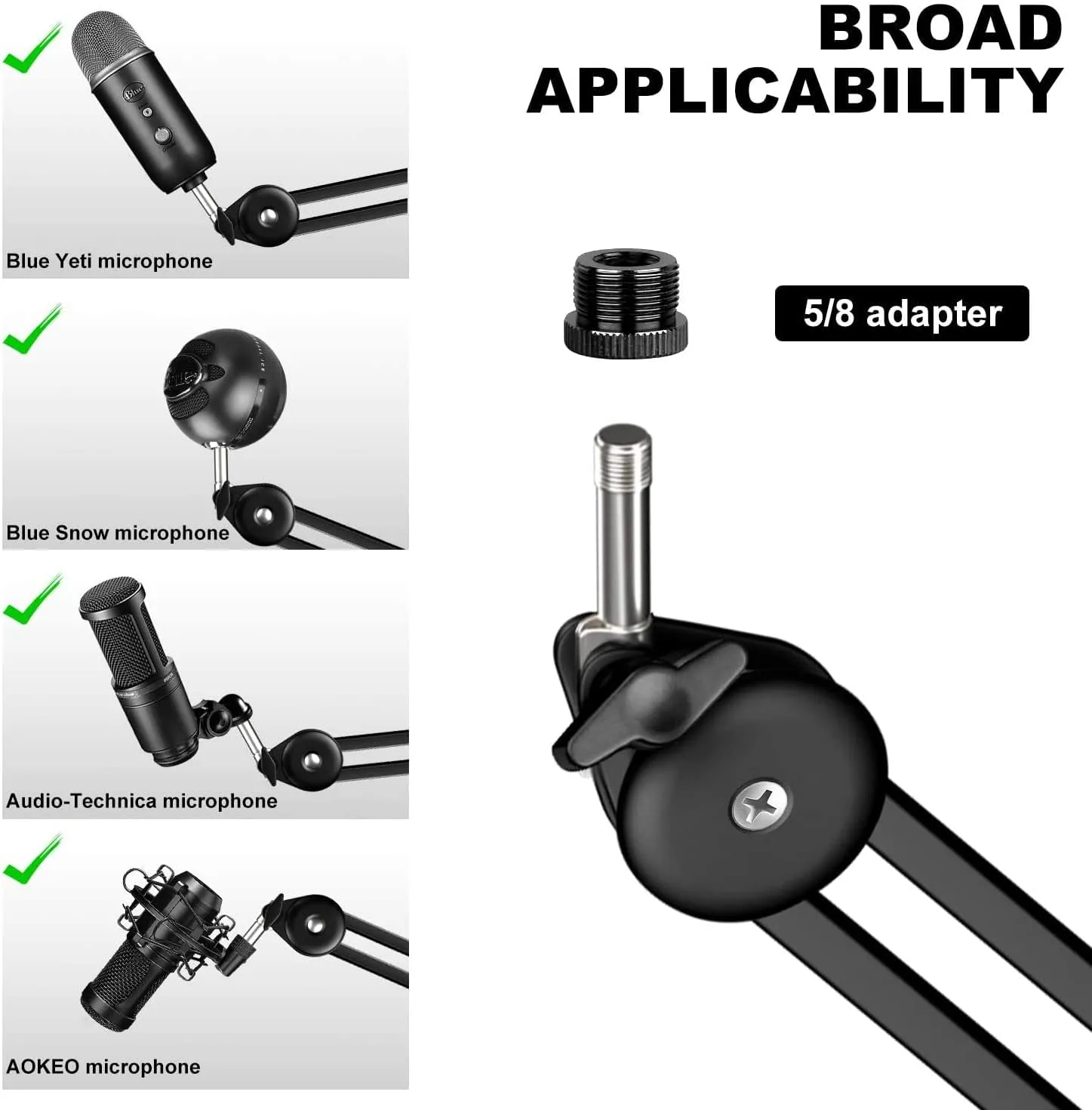 New in box! Aokeo Microphone Stand Desk Adjustable Heavy Table Mic Stand Arm Boom for Blue Yeti, Professional Streaming, Voice-Over, Recording, Games, Discord