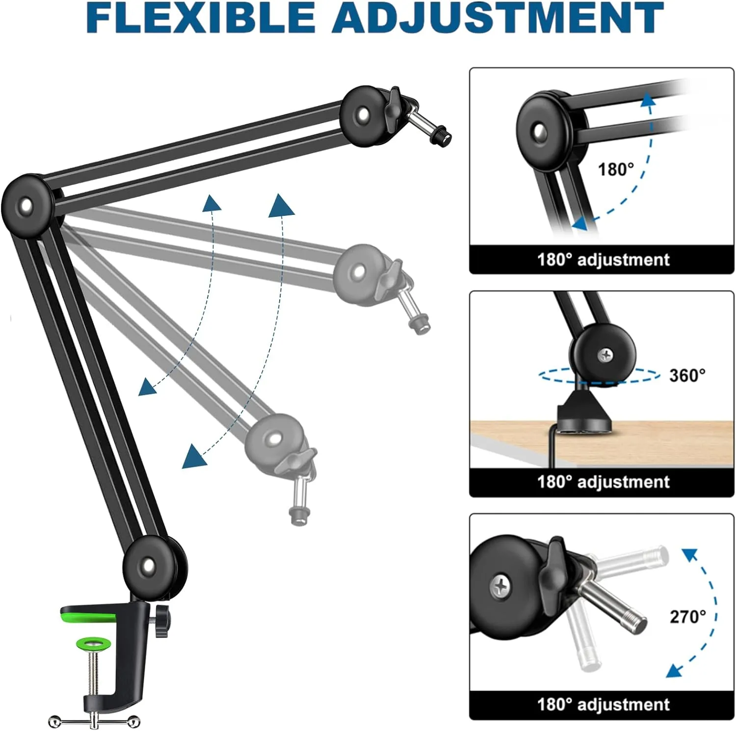 New in box! Aokeo Microphone Stand Desk Adjustable Heavy Table Mic Stand Arm Boom for Blue Yeti, Professional Streaming, Voice-Over, Recording, Games, Discord