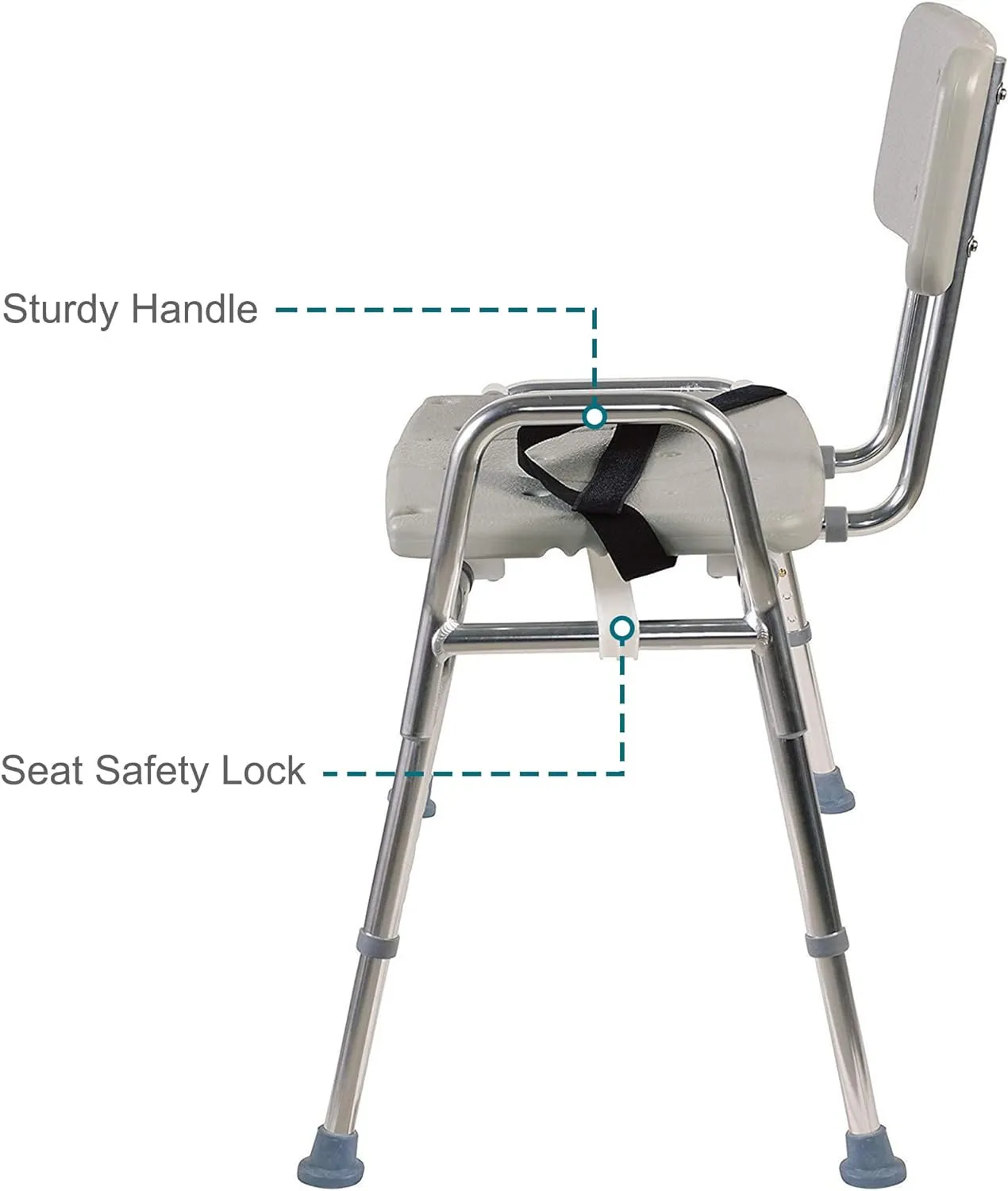 New in box! DMI Heavy-duty Sliding Transfer Bench Shower Chair With Cut-out Seat and Adjustable Legs, Gray Retails $180 