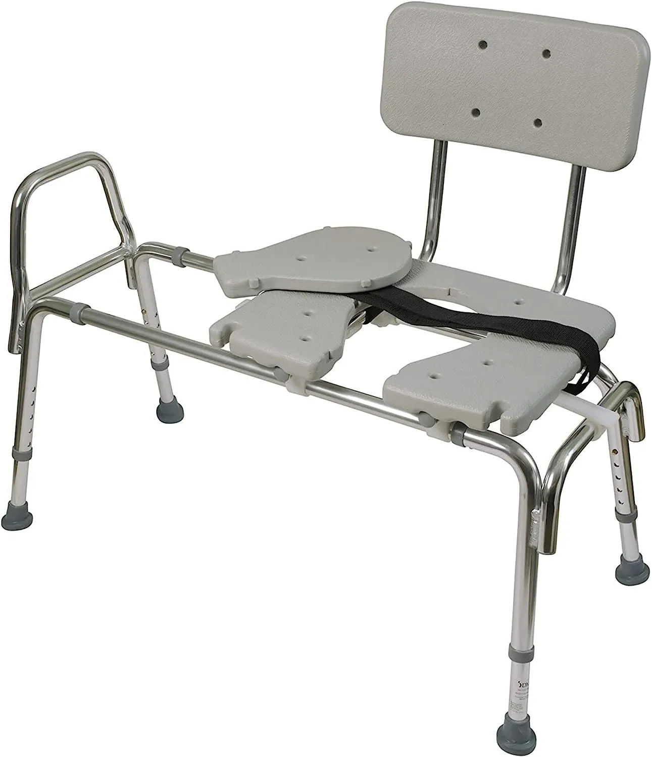 New in box! DMI Heavy-duty Sliding Transfer Bench Shower Chair With Cut-out Seat and Adjustable Legs, Gray Retails $180 