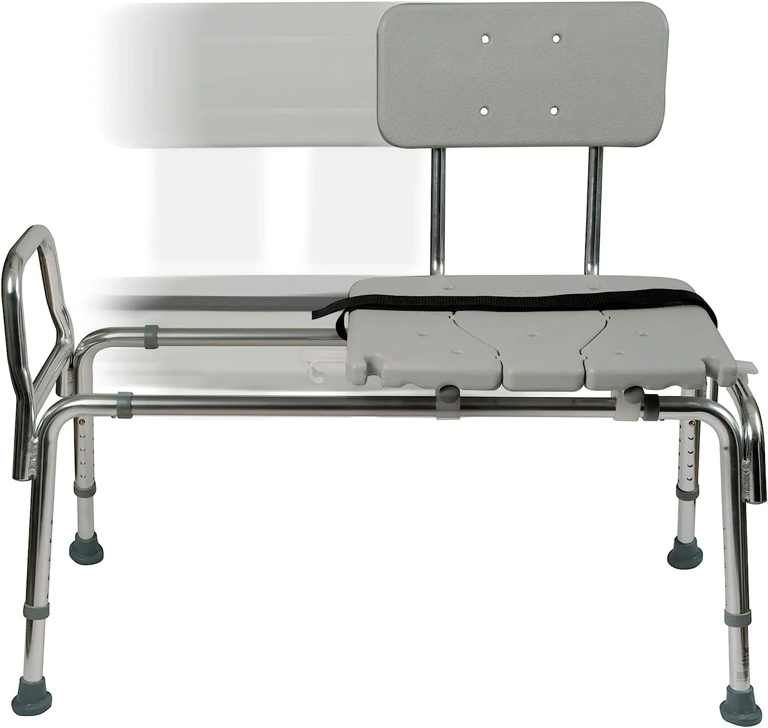 New in box! DMI Heavy-duty Sliding Transfer Bench Shower Chair With Cut-out Seat and Adjustable Legs, Gray Retails $180 