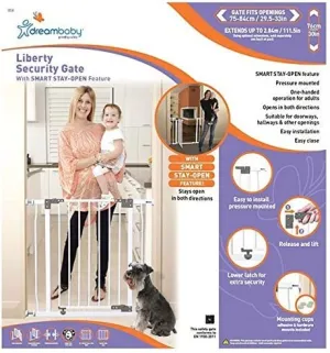 New in box! Dreambaby Liberty Security Gate w/Stay Open Feature- White