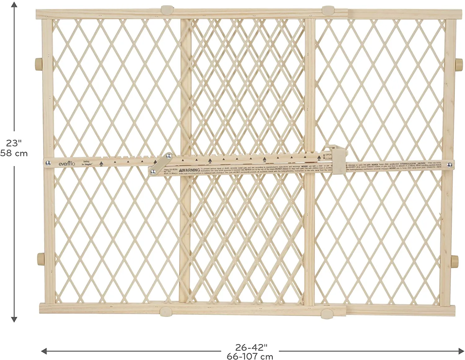 New in box! Evenflo Position and Lock Baby Gate, Pressure-Mounted, Tan! Easy Install No hardware needed