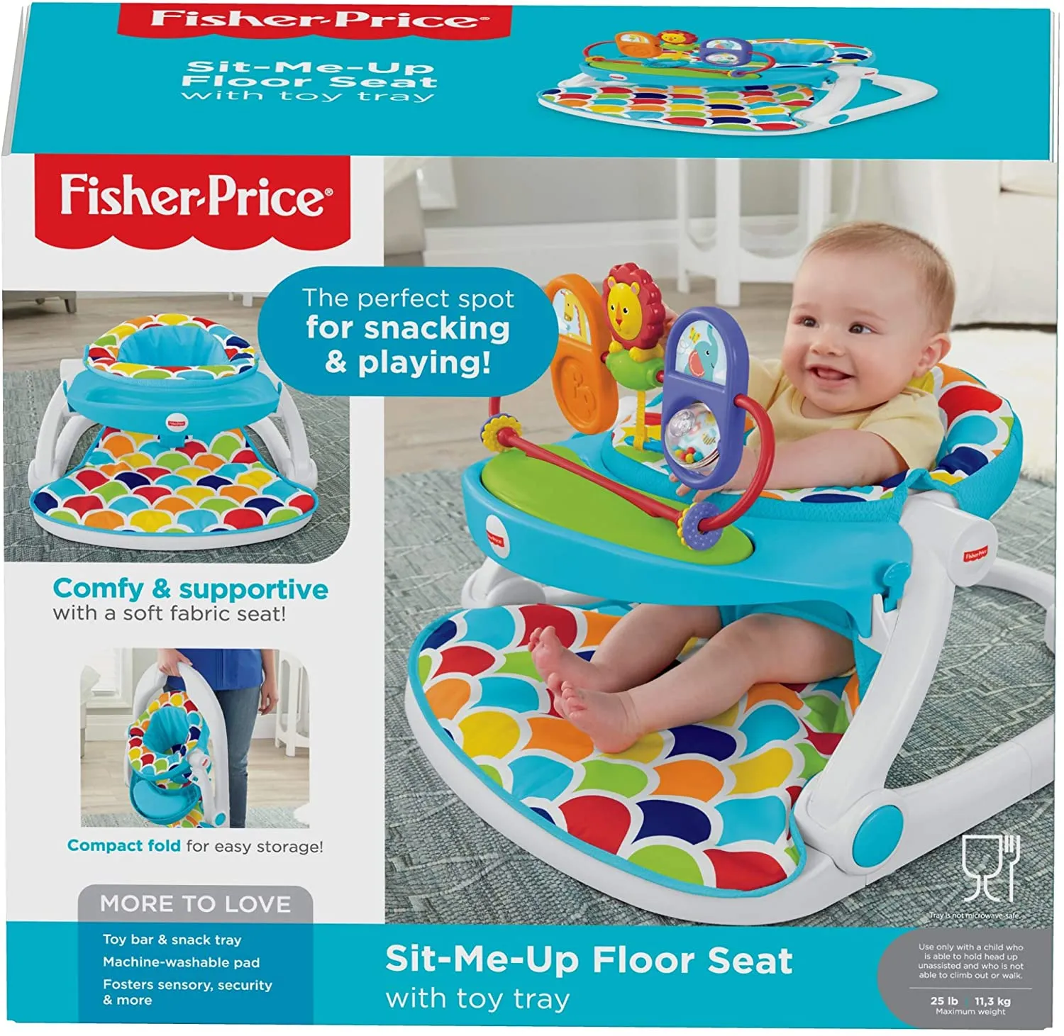 New in box! Fisher-Price Deluxe Sit-Me-Up Floor Seat with Toy Tray Happy Hills
