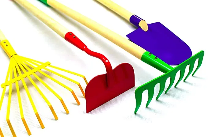 New in box! G & F Products 10018 JustForKids Kids Garden Tool Set Toy, Rake, Spade, Hoe and Leaf Rake, Reduced Size, 4-Piece