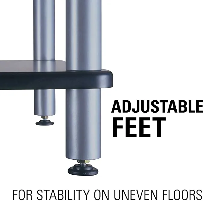 New in box! Heavy Duty SANUS TV/AV Four Shelf Stand – Open Architecture (AFAB) Black! Heavy-gauge tubular steel pillars provide incredible strength and rigidity. Retails $240 