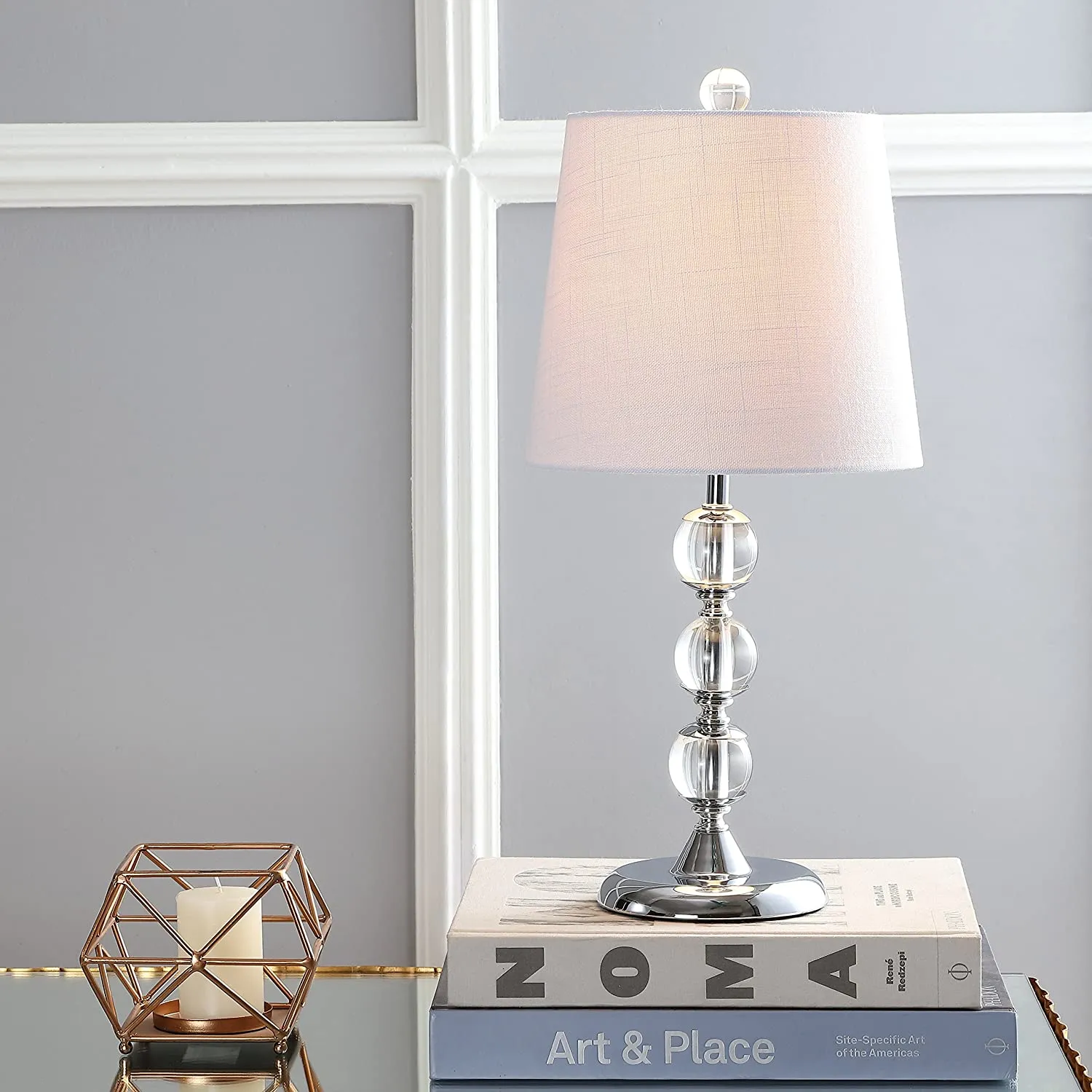 New in box! JONATHAN Y Hudson 20 in. H Clear/Chrome Crystal Mini Table Lamp! Retails $85US 