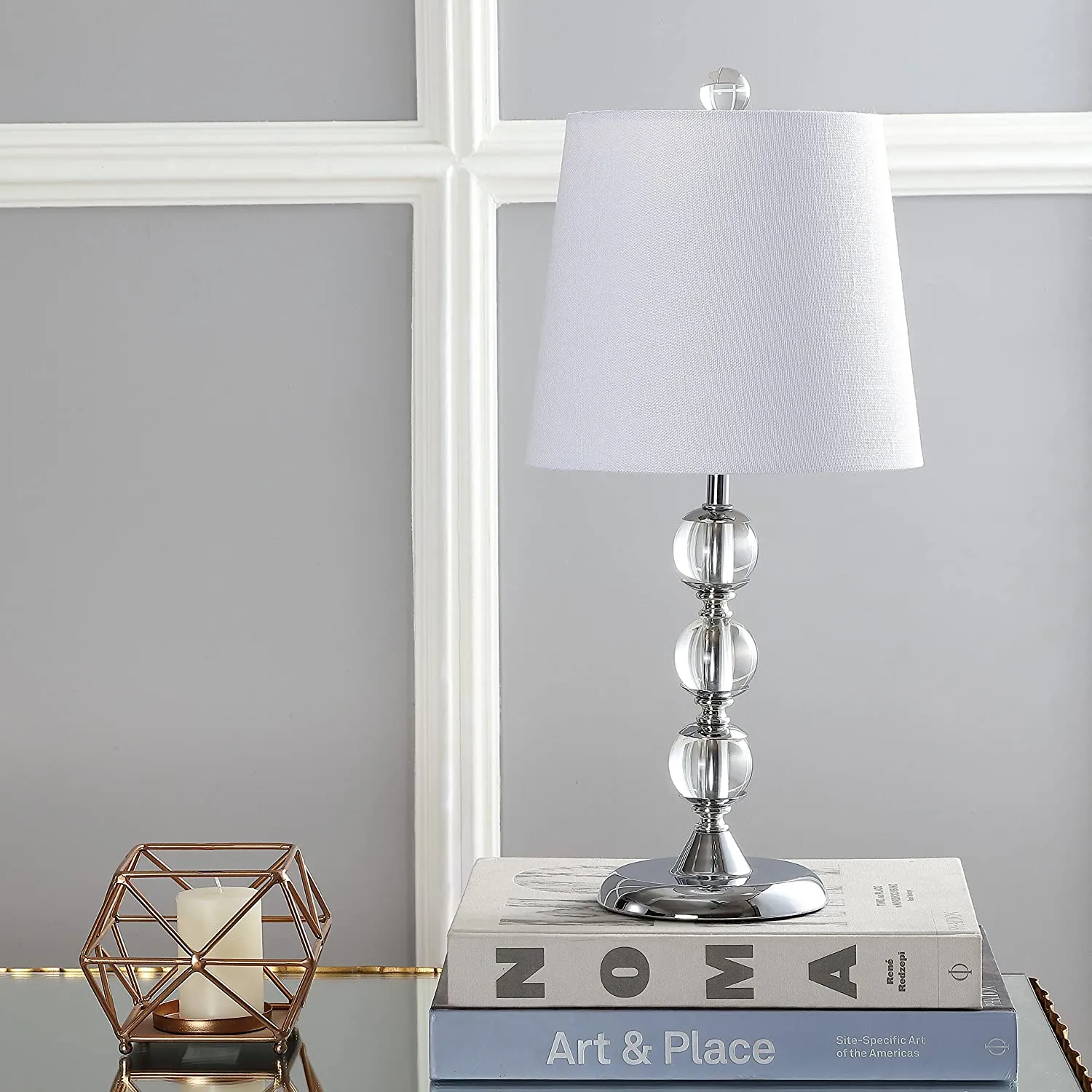 New in box! JONATHAN Y Hudson 20 in. H Clear/Chrome Crystal Mini Table Lamp! Retails $85US 