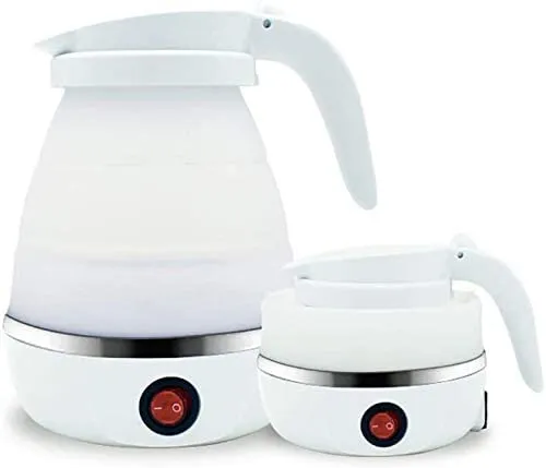 New in box! LXTaoler Foldable Electric Kettle, Travel Portable Kettle, Foldable Silicone Electric Kettle, 600ml Insulation Heating Boiler Tea Pot for Camping, White