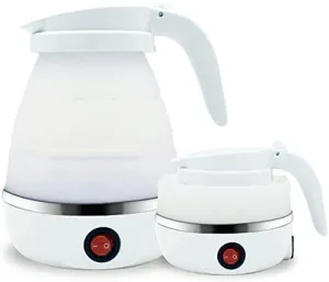 New in box! LXTaoler Foldable Electric Kettle, Travel Portable Kettle, Foldable Silicone Electric Kettle, 600ml Insulation Heating Boiler Tea Pot for Camping, White