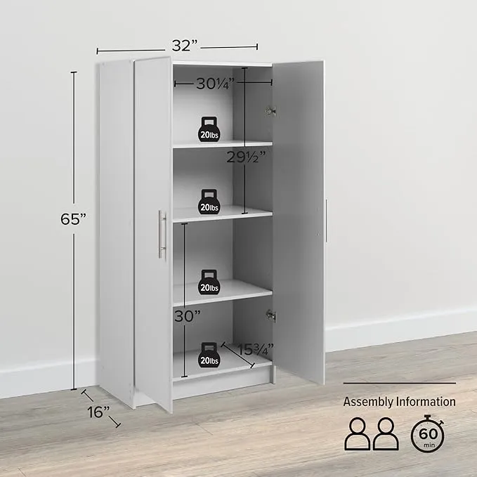 New in box! Prepac GES-3264 Elite 32" Storage Cabinet, Light Gray