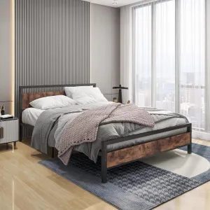 NEW IN BOX Retails $200, BOFENG Queen Size Bed Frames with Wood Headboard and Footboard, Heavy Duty Platform Bed Frame with Storage No Box Spring Needed Queen Mattress Foundation, Strong Steel Slats, Noise Free, Queen Size