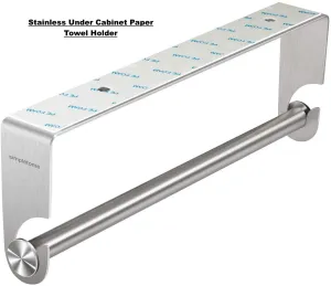 New in box! simpletome Kitchen Paper Towels Holder Under Cabinet Adhesive or Drilling Installation Brushed SUS304 Stainless Steel (Silver)