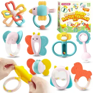 New in box! SYNCFUN Baby 10 Pack Baby Teething Toys, Infant Baby Toys, Rattles Teethers Toys for Baby 0-3-6-12 Months