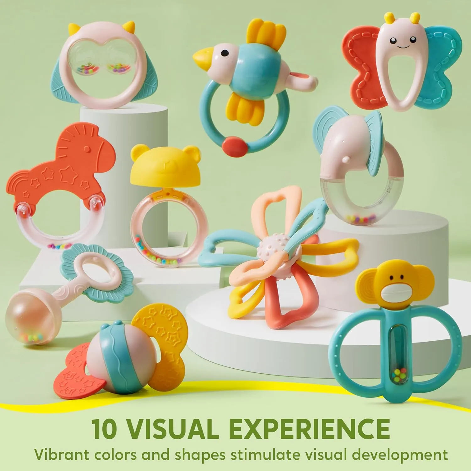 New in box! SYNCFUN Baby 10 Pack Baby Teething Toys, Infant Baby Toys, Rattles Teethers Toys for Baby 0-3-6-12 Months