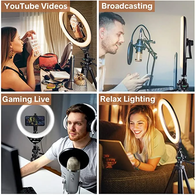 New in box! UBeesize 10’’ LED Ring Light with Stand and Phone Holder, Selfie Halo Light for Photography/Makeup/Vlogging/Live Streaming, Compatible with Phones and Cameras