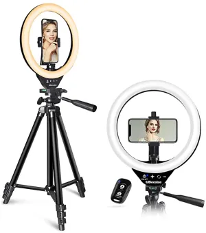 New in box! UBeesize 10’’ LED Ring Light with Stand and Phone Holder, Selfie Halo Light for Photography/Makeup/Vlogging/Live Streaming, Compatible with Phones and Cameras