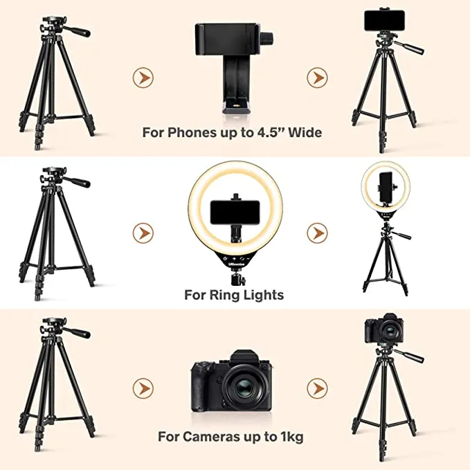 New in box! UBeesize 10’’ LED Ring Light with Stand and Phone Holder, Selfie Halo Light for Photography/Makeup/Vlogging/Live Streaming, Compatible with Phones and Cameras
