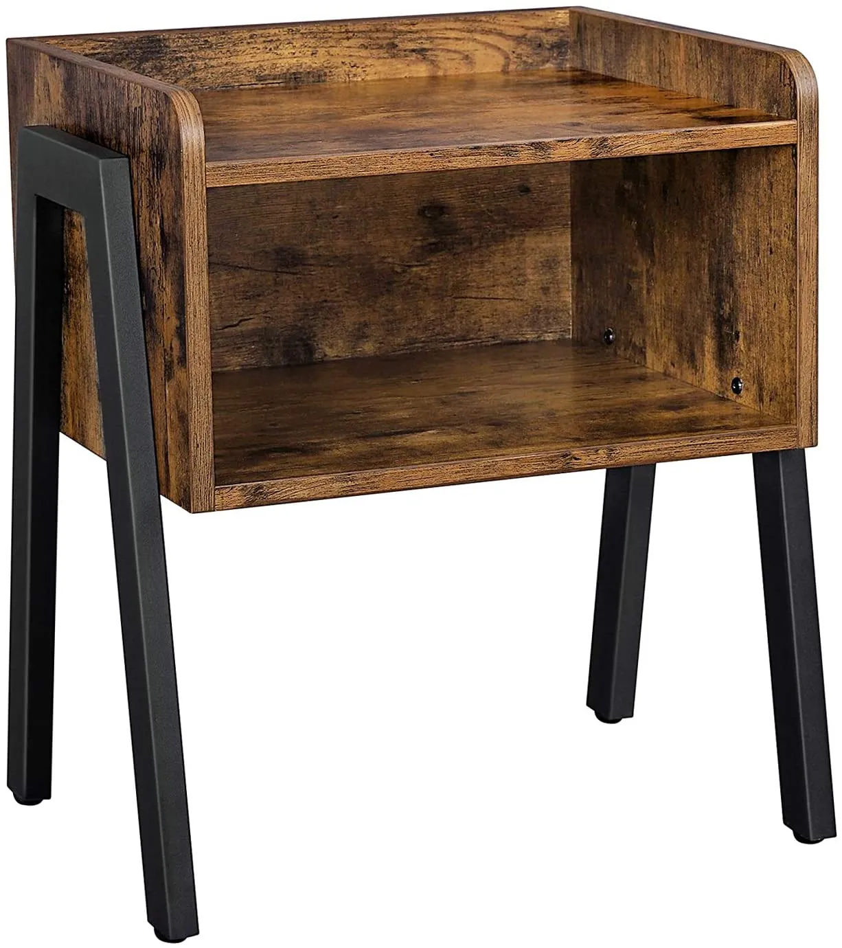 New in box! VASAGLE Industrial Side Table in Rustic Brown Finish with Matte Black Steel Legs!