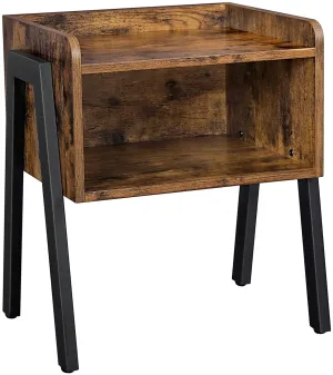 New in box! VASAGLE Industrial Side Table in Rustic Brown Finish with Matte Black Steel Legs!