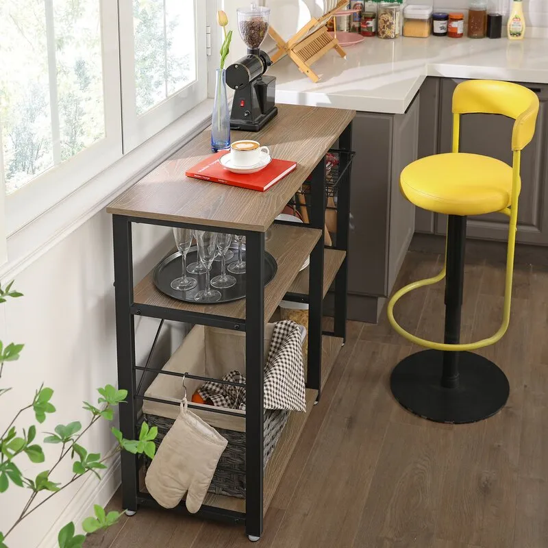 New in box! Wayfair Milburn 35.4'' Kitchen Cart in Weathered Sand Wood Finish! Retails $184 