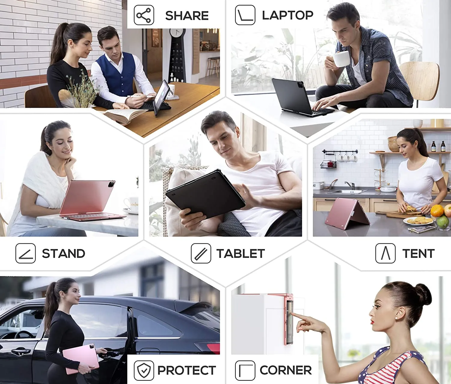 New in box! YEKBEE iPad Keyboard Case for iPad 2018 (6th Gen) - iPad 2017 (5th Gen) - iPad Pro 9.7 - iPad Air 2 & 1 - Thin & Light - 135° Folding - Wireless/BT - Backlit 10 Color - iPad Case with Keyboard (Black)
