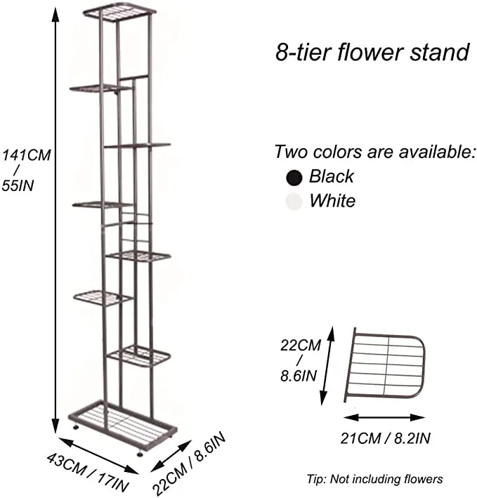 New in box! ZZBIQS Indoor/Outdoor Metal 8 Tier Plant Stand Holder (Dark grey)! Could also be use for bookshelf, display rack etc!