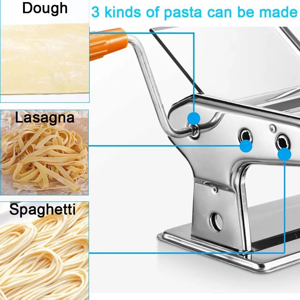 New in damaged box! Feng Xiang Pasta Maker Machine Stainless Steel Noodle Maker Machine-6 Thickness Settings With Manual Crank, Perfect For Pasta, Lasagna, Linguine, The Great Kitchen Gift Set!