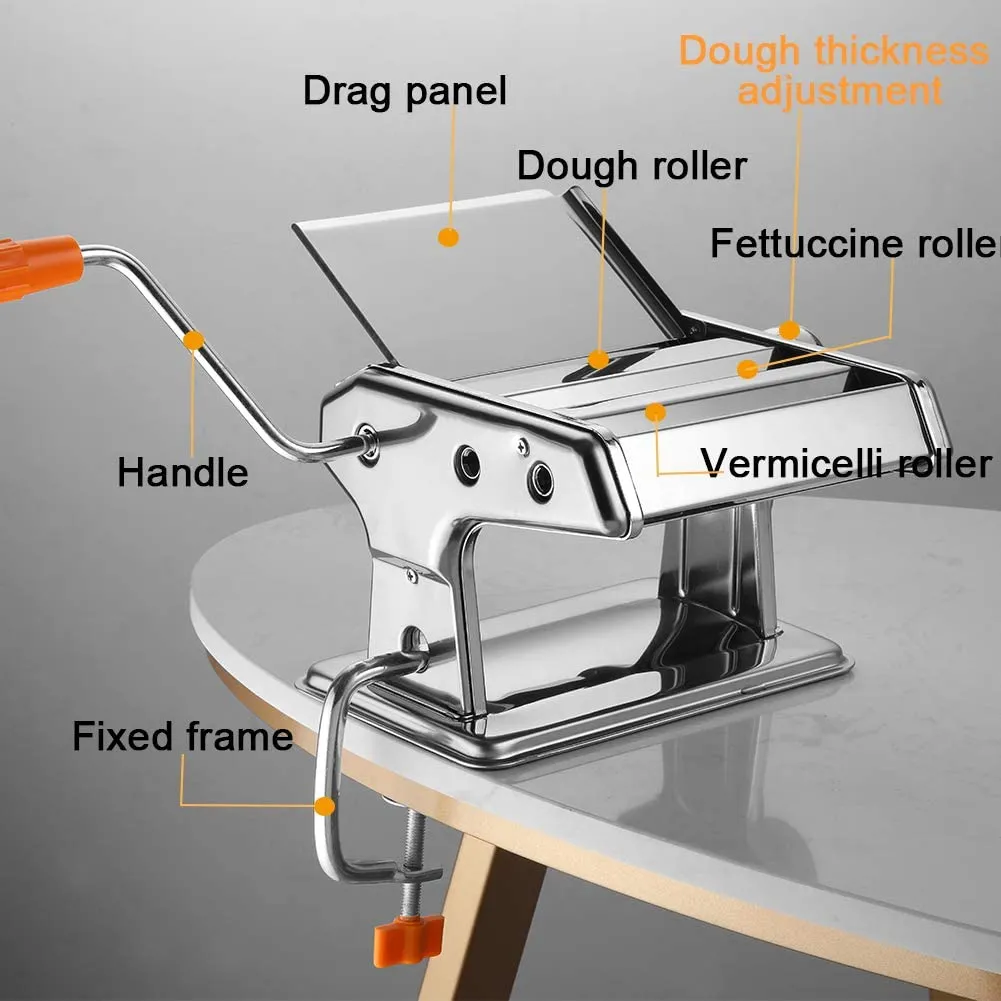 New in damaged box! Feng Xiang Pasta Maker Machine Stainless Steel Noodle Maker Machine-6 Thickness Settings With Manual Crank, Perfect For Pasta, Lasagna, Linguine, The Great Kitchen Gift Set!