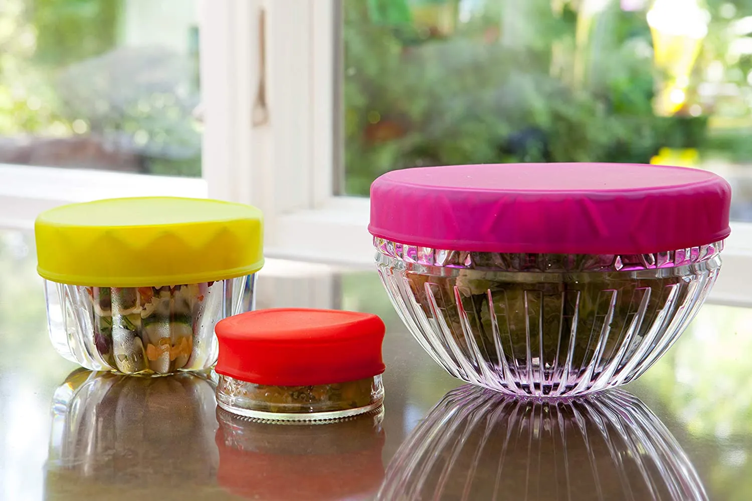 New in package! Joie Silicone Stretch Lids, Reusable Food Storage Lids, Set of 3