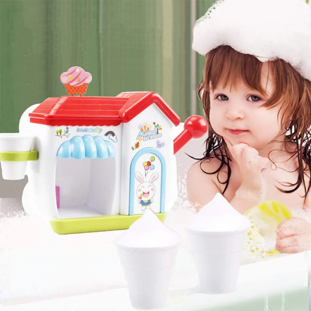 New in slightly damaged box! Ice Creams Bubble Bathtub Toy - Happytime Bathroom Foam Cone Factory Making Ice Creams Bubble Machine Bathtub Water Toys for Baby (No Batteries Required)