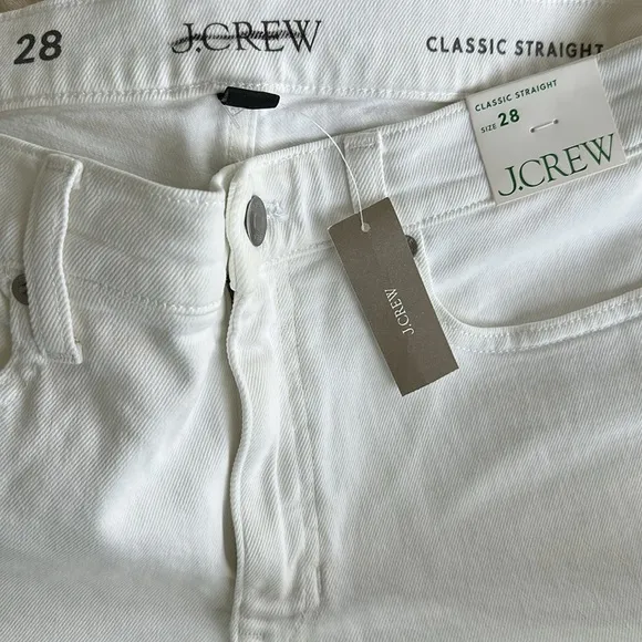 NEW J. CREW Classic Straight Jean in White High-Rise Size 28