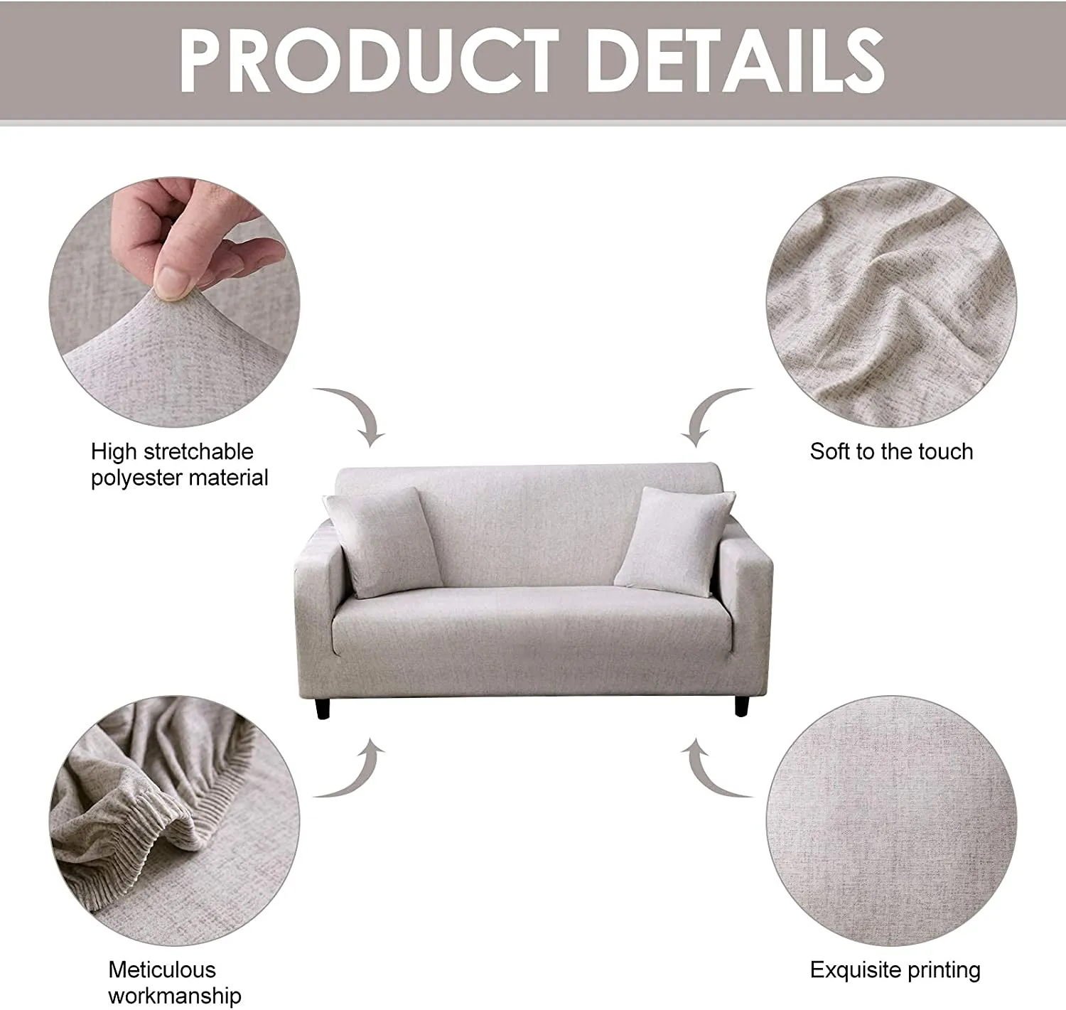 New JOYDREAM 1 Piece Sofa Covers for 3 Cushion Couch Stretch Sofa Slipcovers Printed Couch Cover Universal Couch Slipcover 3 Seater Sofa Cover with 1 Pillowcase