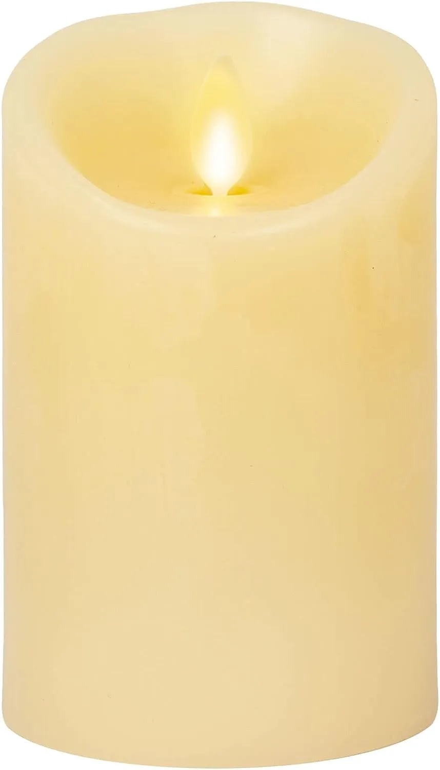 NEW Luminara Moving Flame Pillar Flameless LED Candle, Scalloped Edge, Real Wax, Unscented - Ivory (4.5-inch)