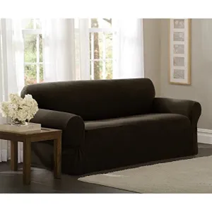 New MAYTEX Pixel Ultra Soft Stretch Sofa Couch Furniture Cover Slipcover, Dark Brown, 1 Piece!