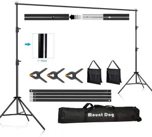 New MOUNTDOG 2M x 3M/6.5ft x 10ft Photo Backdrop Stand Kit Photography Studio Background Support System with 3 Clamps Carrying Case Heavy Duty Stand for Video Shooting Portrait
