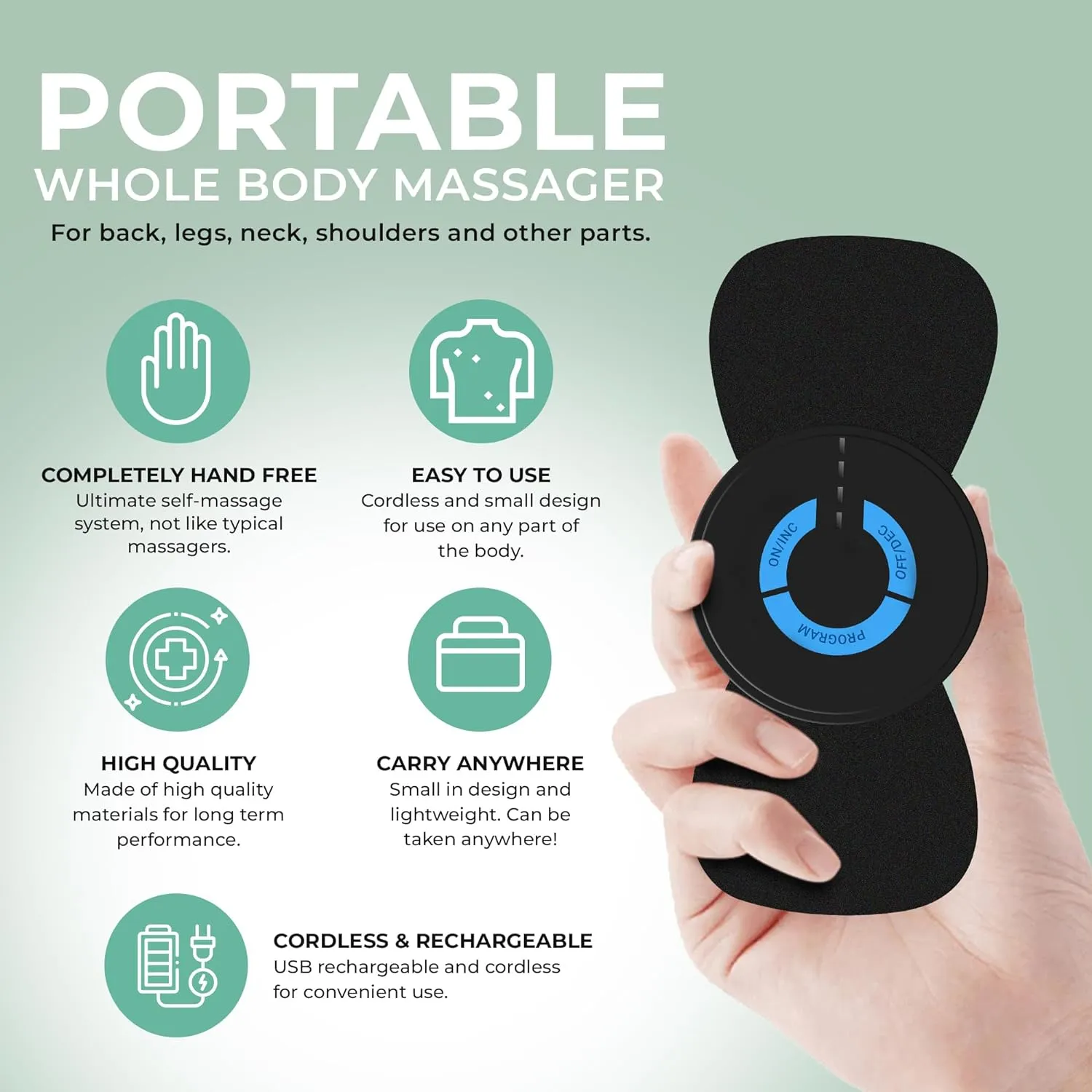 NEW nooro Whole Body Massager Portable & Rechargeable | Cordless Massager | Effective Legs, Shoulder & Back Massage Techniques | Muscle Massager for Travel, Home & Office Use for Man and Woman, Retails $65