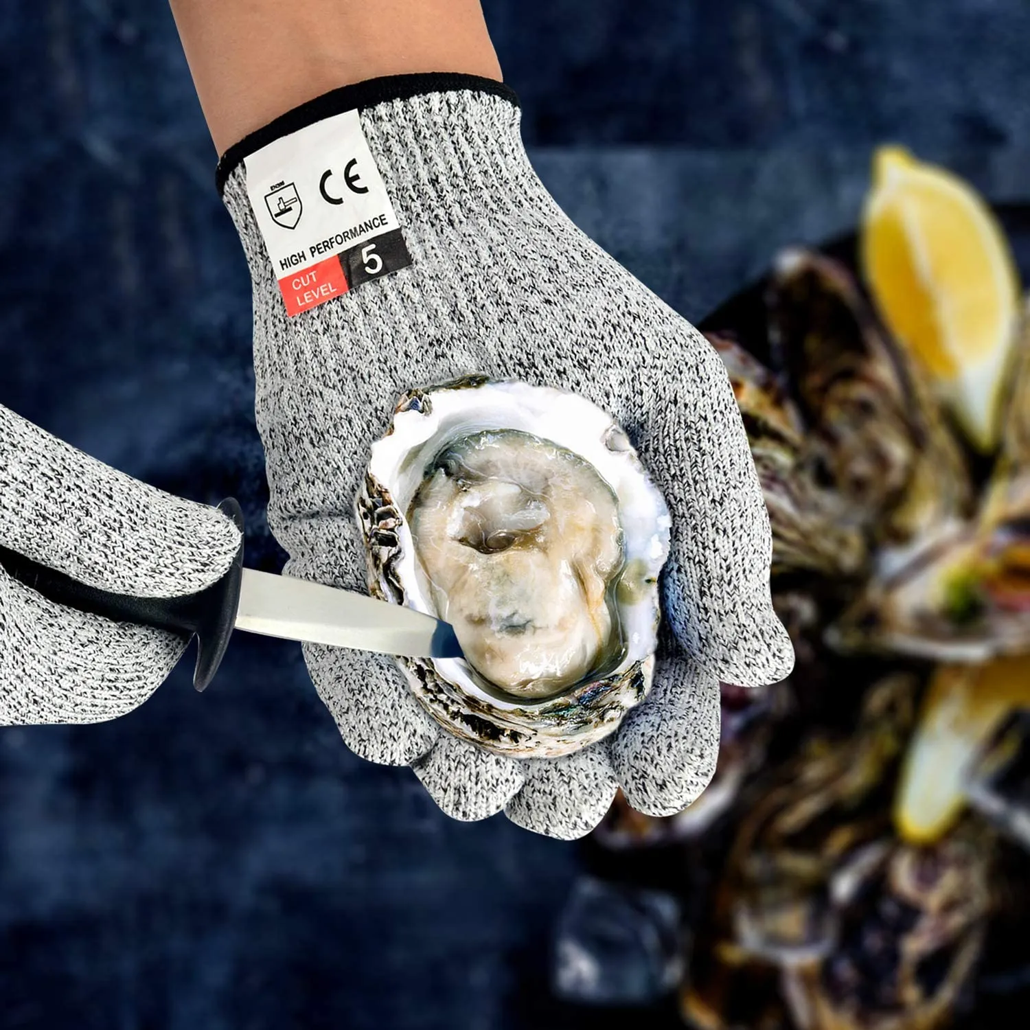 New Oyster Knives with Cut Resistant Gloves Set, Oyster Shucking Knife with Plastic Non-Slip Handle, Opener Kit Tools for Oyster Clam Shellfish Seafood (2 Black 2 Red)