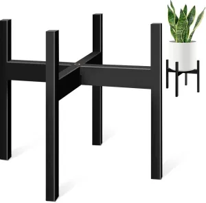 New Plant Stand, Mid Century Metal Plant Holder (Pot Not Included) Corner Indoor Outdoor Tall Black Flower Pot Holder, Fits 12 inch Pot