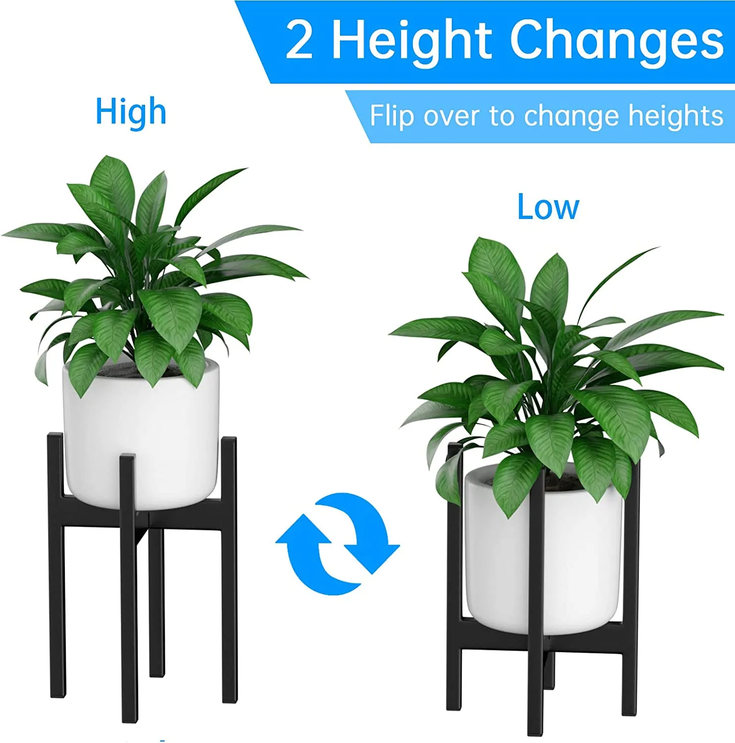 New Plant Stand, Mid Century Metal Plant Holder (Pot Not Included) Corner Indoor Outdoor Tall Black Flower Pot Holder, Fits 12 inch Pot
