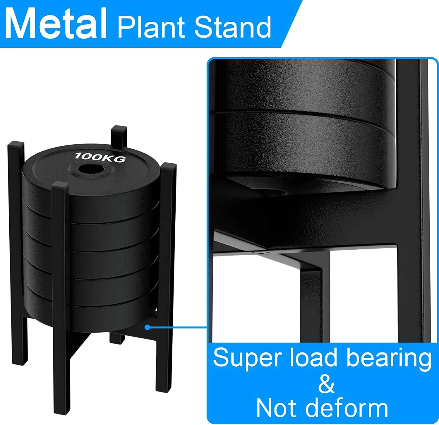 New Plant Stand, Mid Century Metal Plant Holder (Pot Not Included) Corner Indoor Outdoor Tall Black Flower Pot Holder, Fits 12 inch Pot