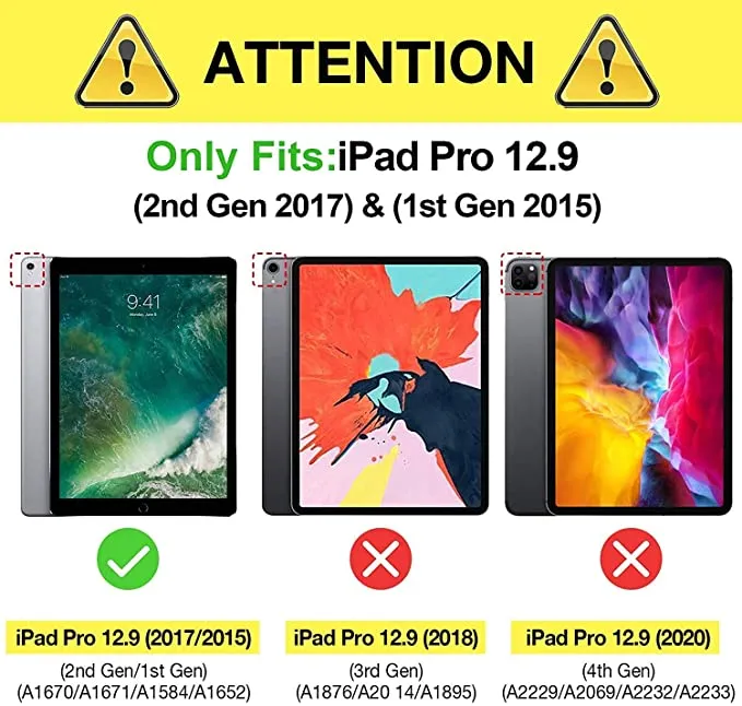 New ProCase Keyboard Case for iPad Pro 12.9" 2017/2015 Model with Built-in Apple Pencil Holder, Slim Lightweight Cover Folio Stand Smart Cover with Keyboard for Apple iPad Pro 12.9 inch –Black, Retails $85 