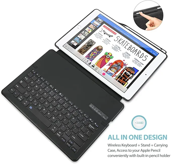New ProCase Keyboard Case for iPad Pro 12.9" 2017/2015 Model with Built-in Apple Pencil Holder, Slim Lightweight Cover Folio Stand Smart Cover with Keyboard for Apple iPad Pro 12.9 inch –Black, Retails $85 