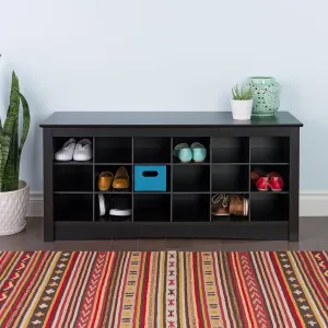 NEW Retails $165 Prepac BSS-4824 Shoe Storage Cubbie Bench, Black