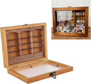 New Retails $47  Anxiety Relieving Miniature Bookshelf, Solid Wood Construction, Filled with 196 Folded Books, Artistic Accent Book Box Display Case Cabinet for Living Room, Coffee Shop